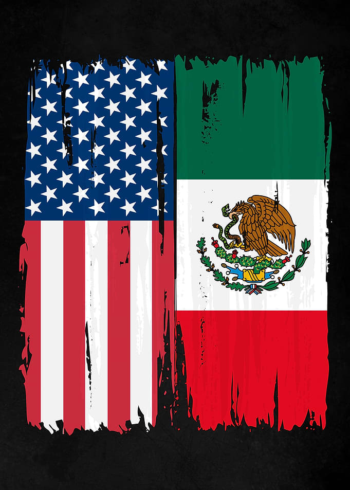 USA Mexico Split Flag