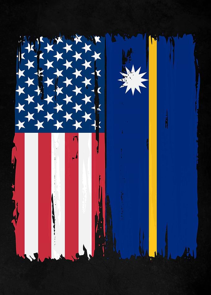 USA Nauru Split Flag