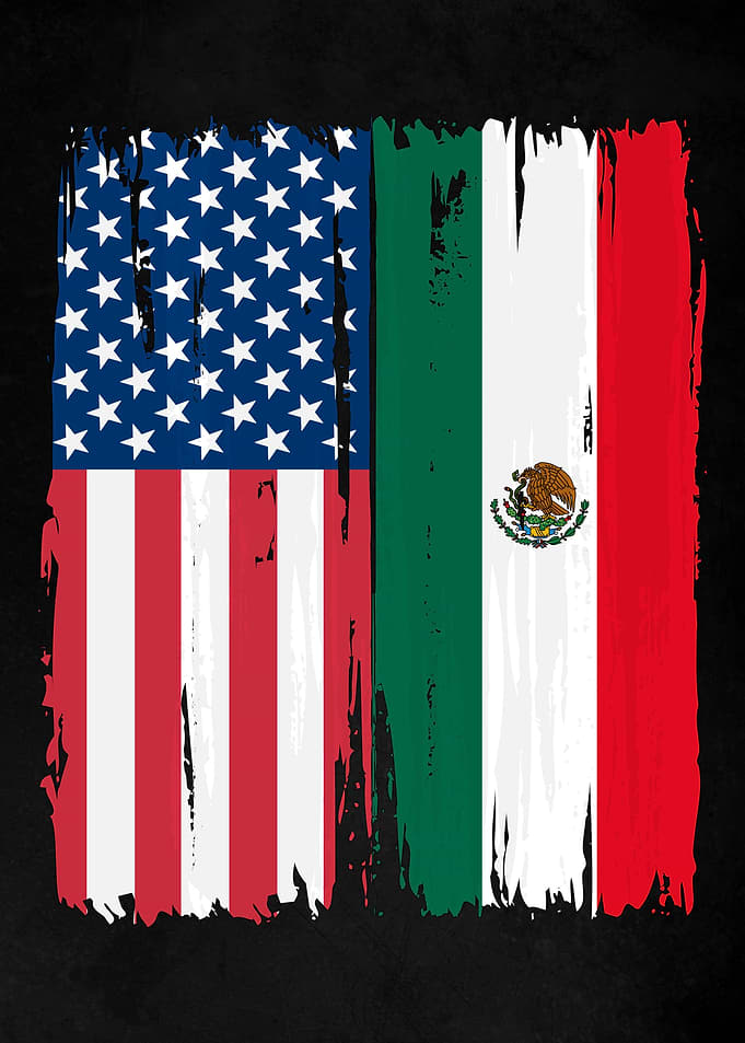 USA Mexico Split Flag