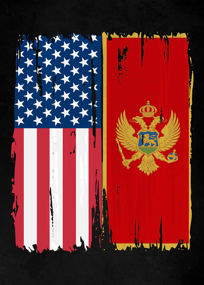 USA Montenegro Split Flag