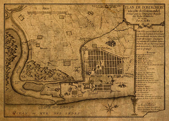 Pondicherry Map India 1705