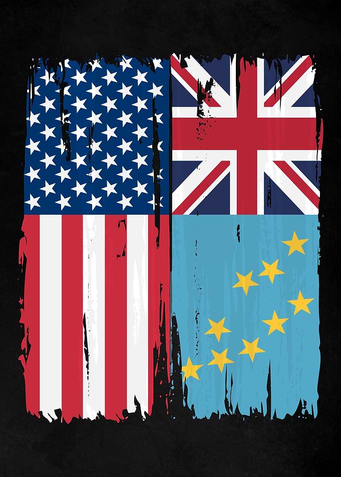 USA Tuvalu Split Flag