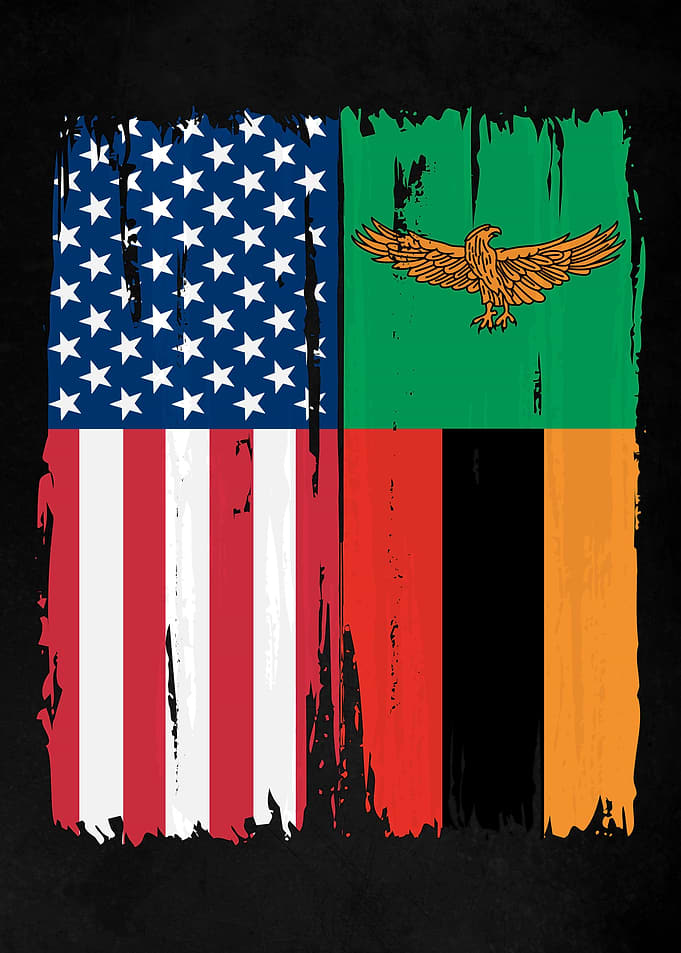 USA Zambia Split Flag