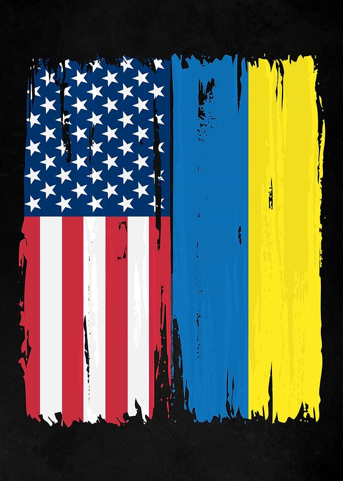 USA Ukraine Split Flag