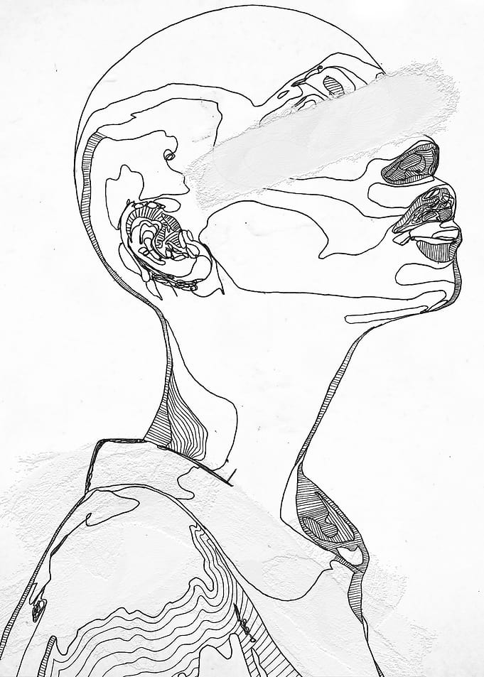 Woman Black Trace Lines