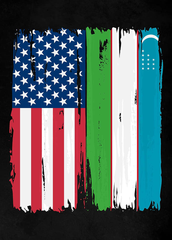 USA Uzbekistan Split Flag