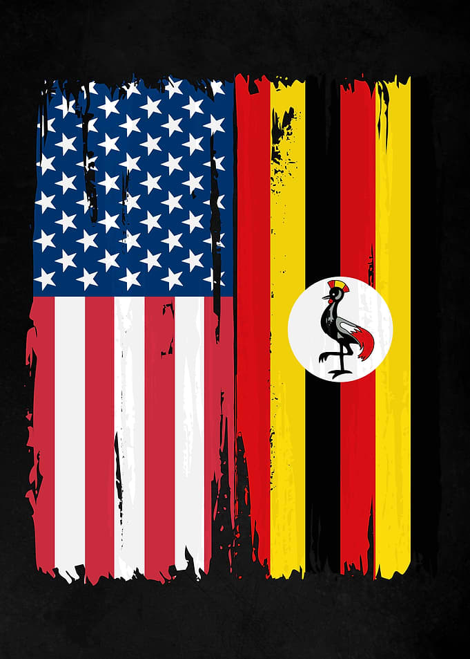 USA Uganda Split Flag