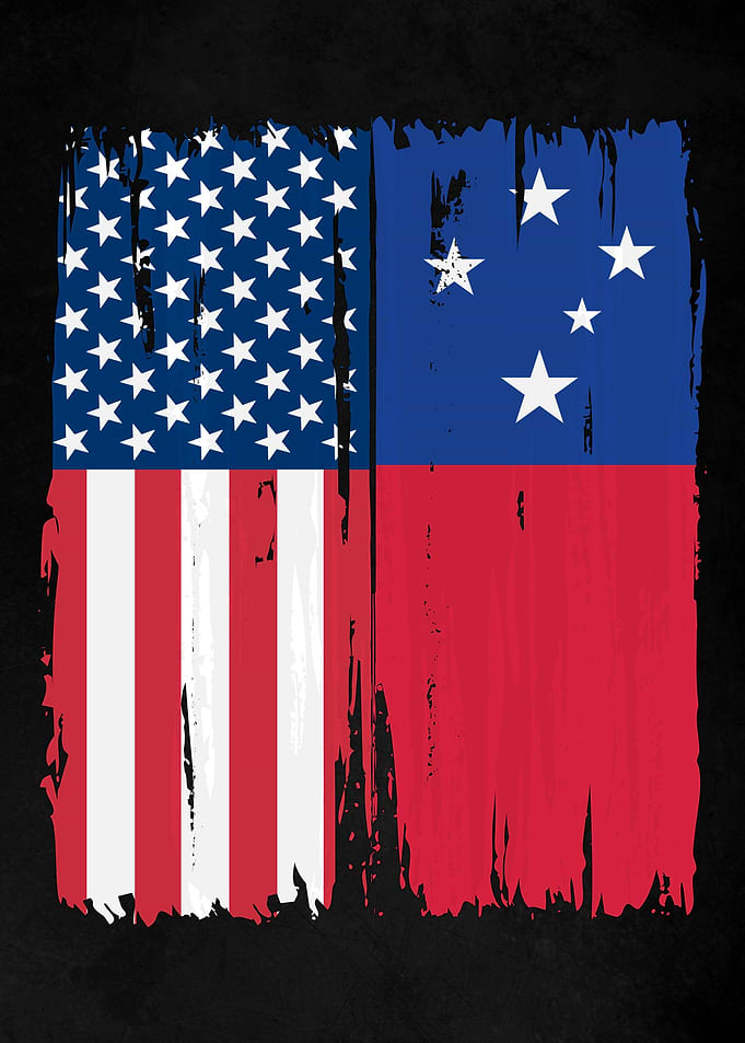 USA Samoa Split Flag
