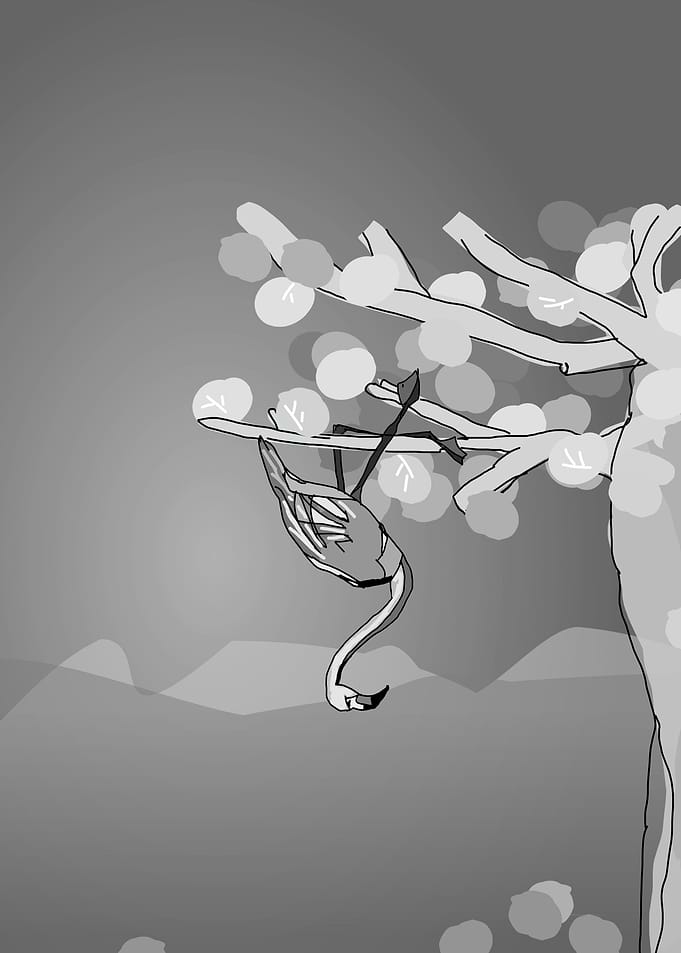 flamingo in a tree