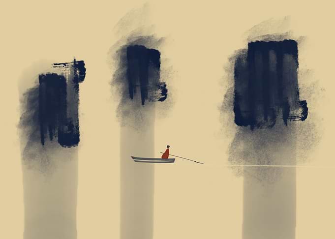 A man on a boat on lake