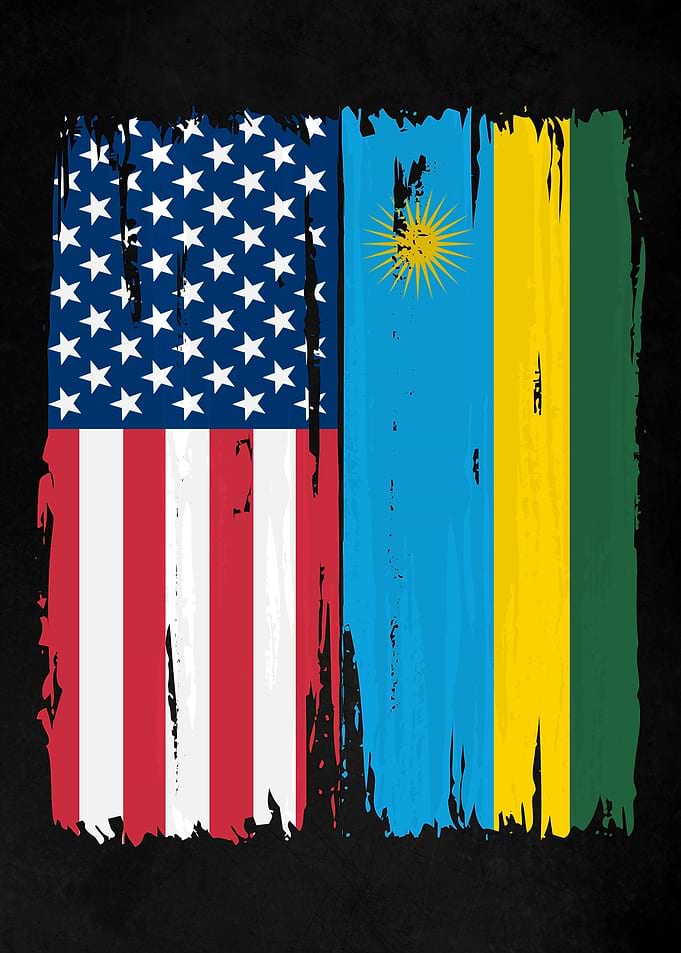 USA Rwanda Split Flag