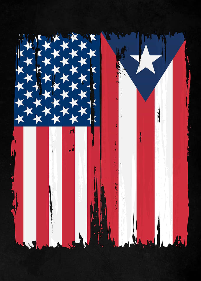USA Puerto Rico Split Flag