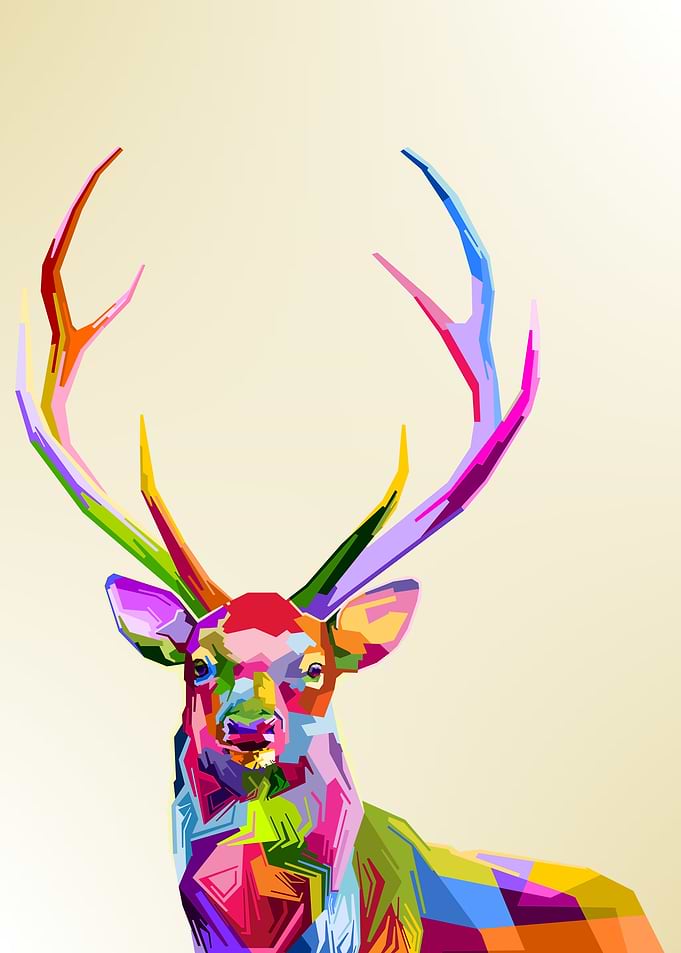 colorful deer on pop art