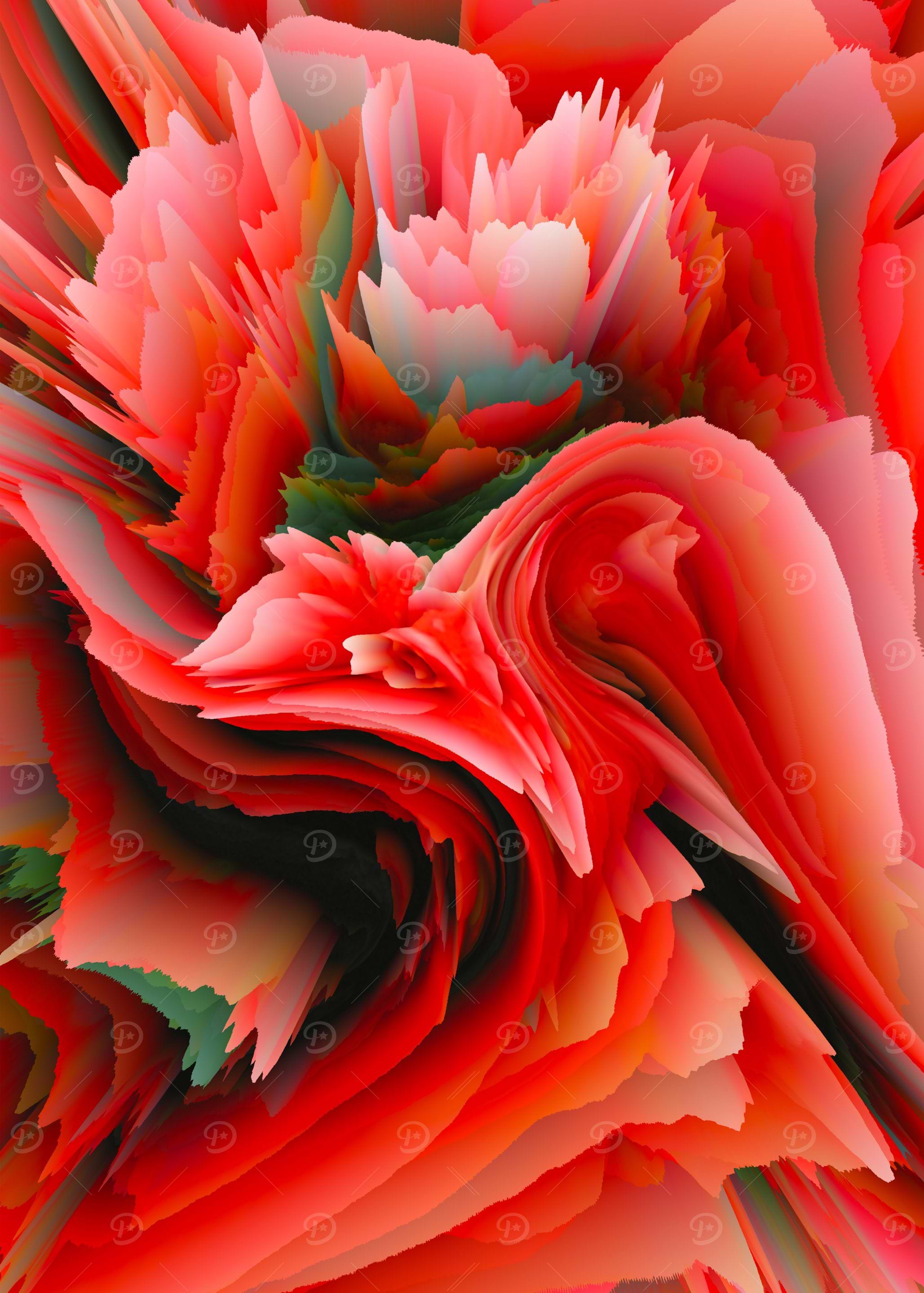 red glitch flower