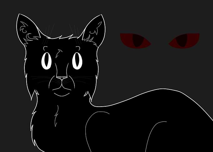 Black Cat White Outline