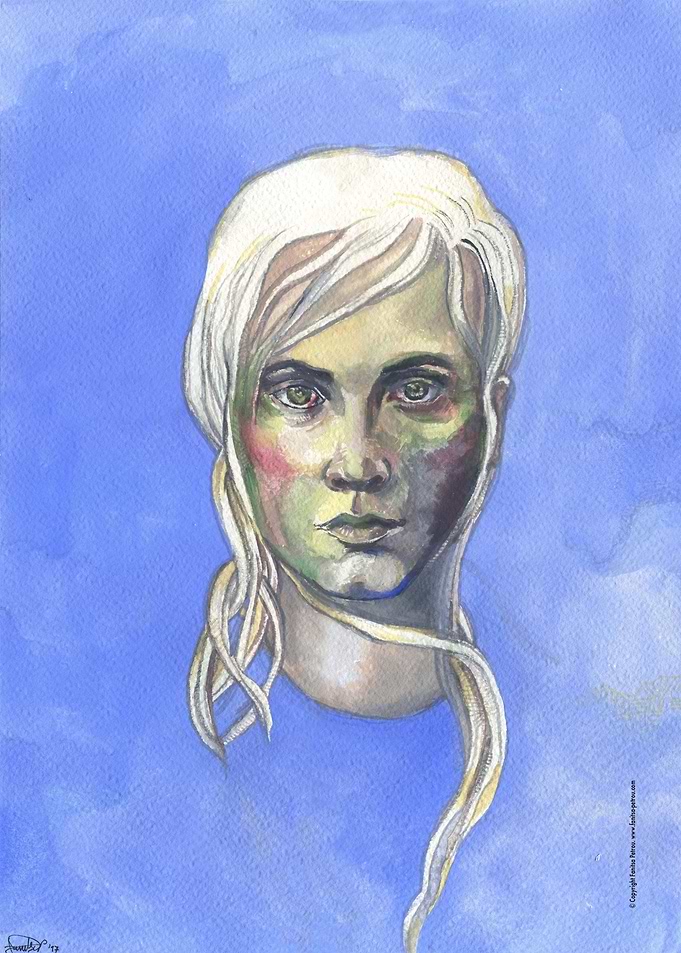 Woman on blue background