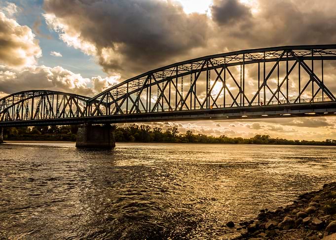 Dusk in the river Poland