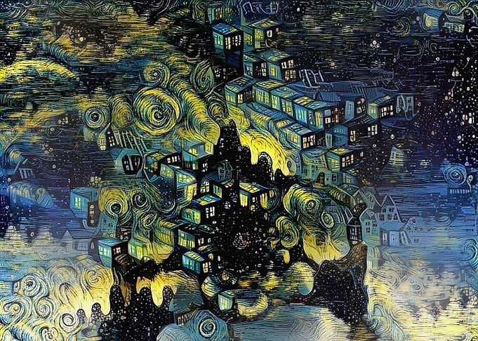 Surreal fairy village