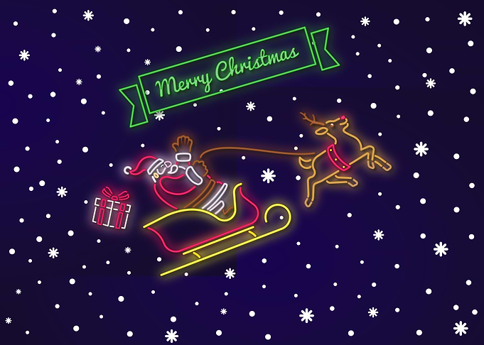 Neon Merry Christmas Santa