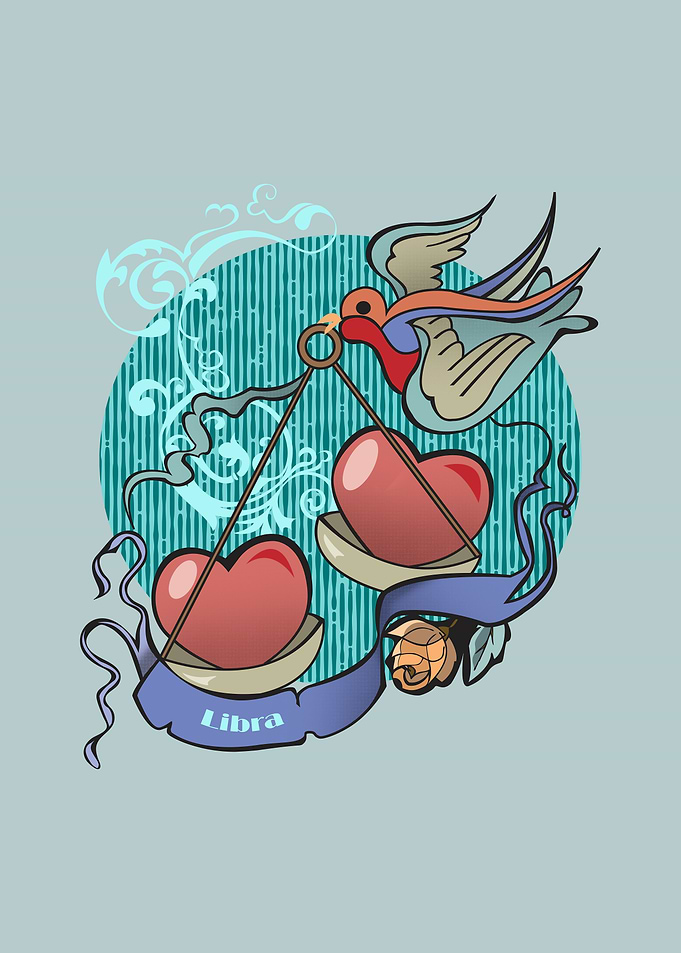 Libra zodiac in tattoo