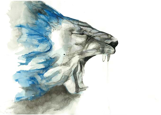Lion in blue