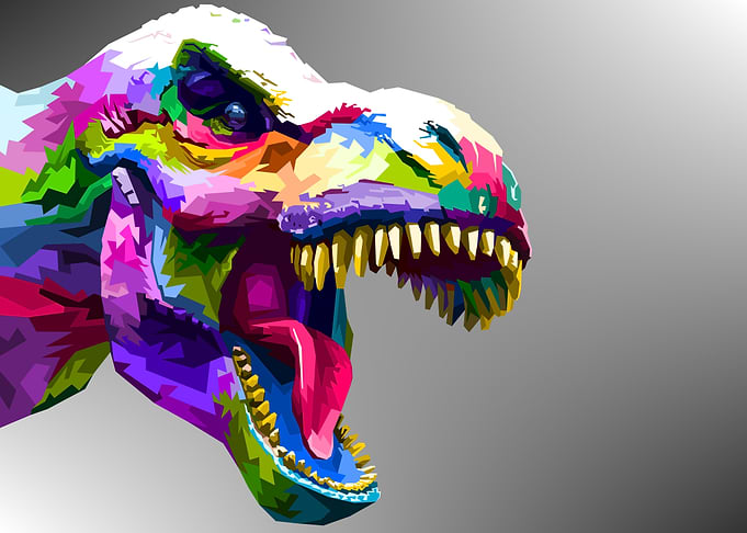 angry T Rex on pop art