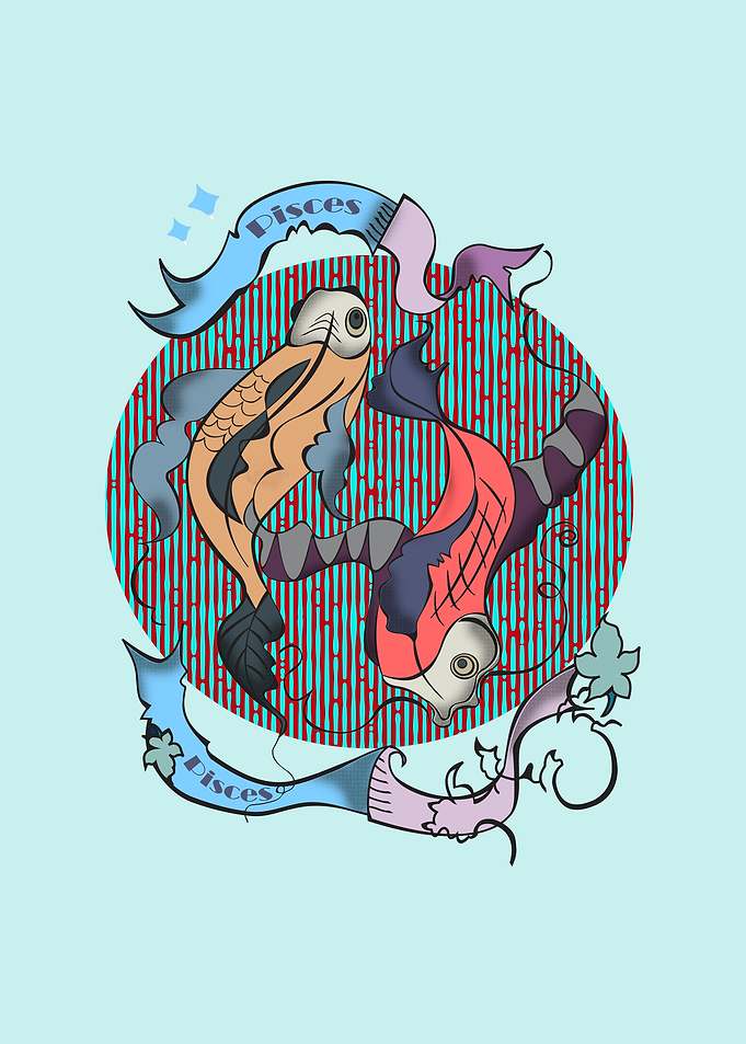Pisces zodiac in tattoo