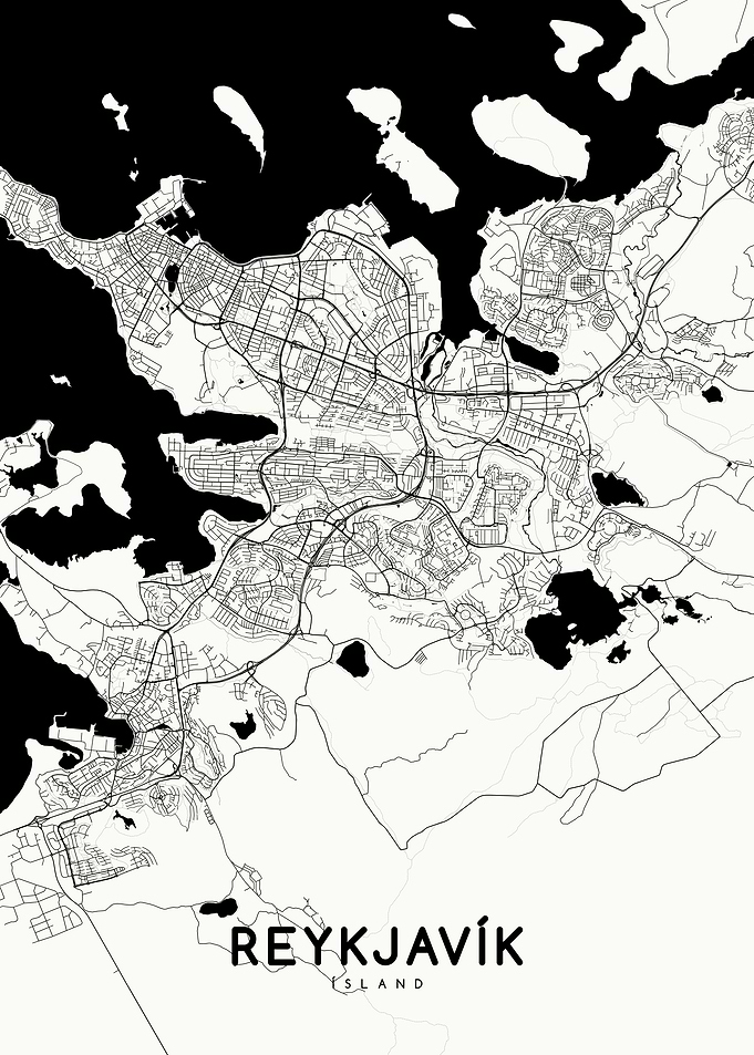 Reykjavik map white