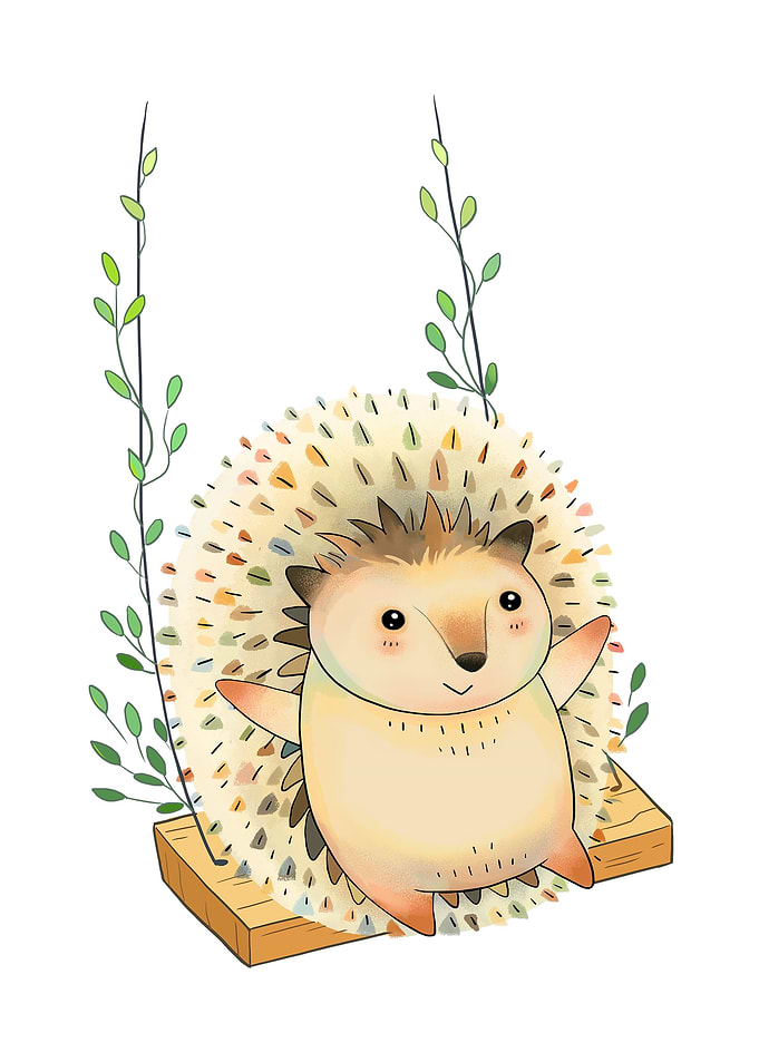 Hedgehog on Floral Swing