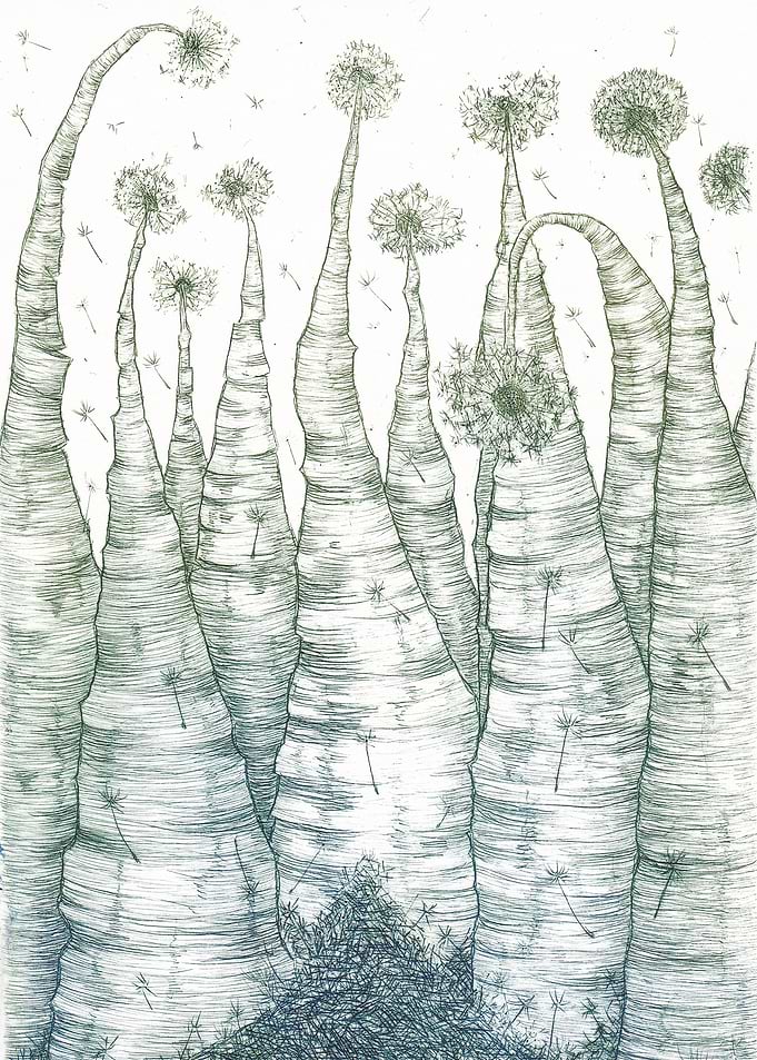 Blue Green Dandelions