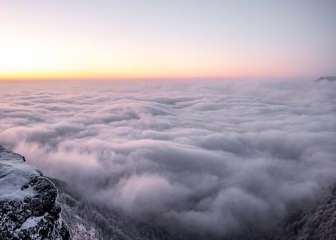 Clouds beneath in sunset
