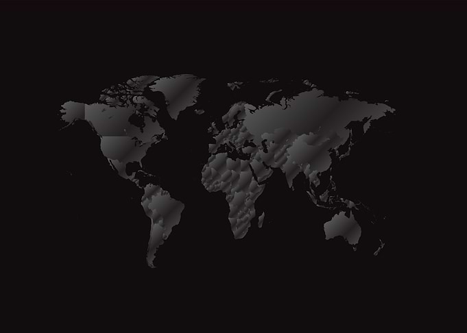 Black metallic world map