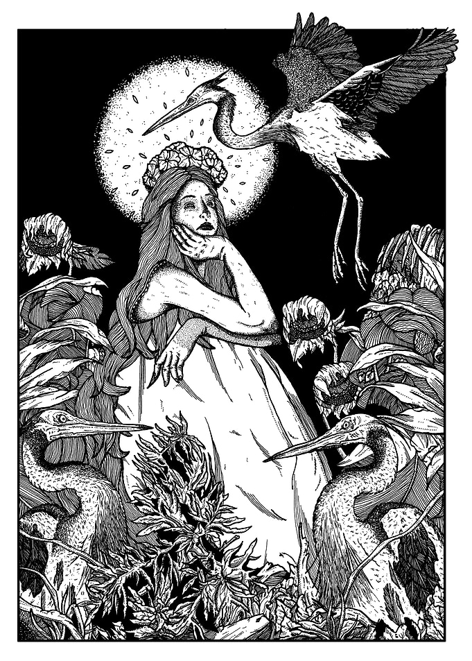 Heron woman BW18