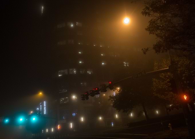 Night Seattle Fog