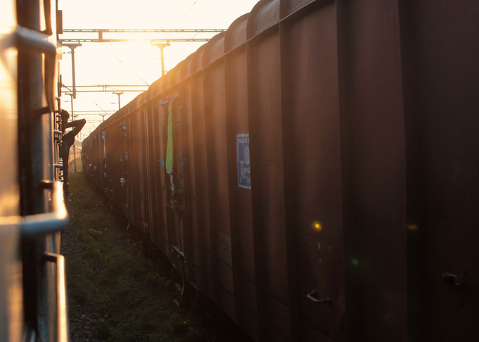 Sun Through the Trains