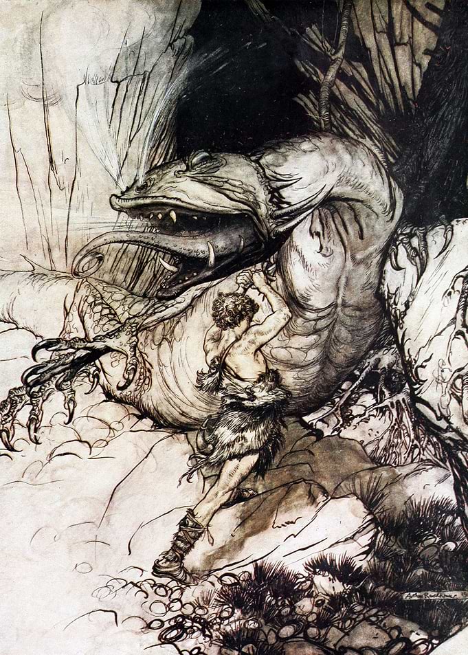 Siegfried kills Fafner
