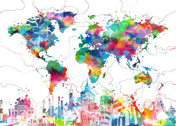 World map skyline 3