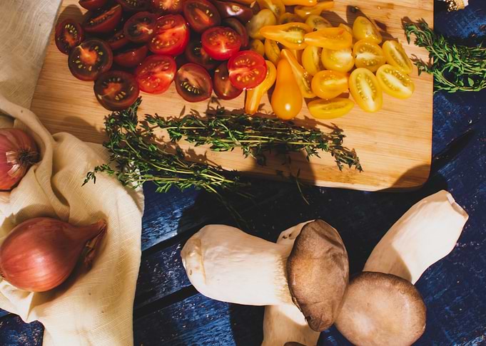 Colorful food flat lay