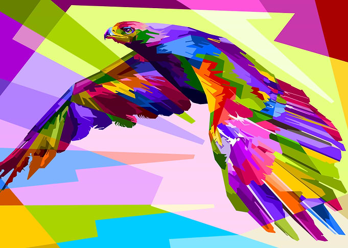 flying eagle on pop art