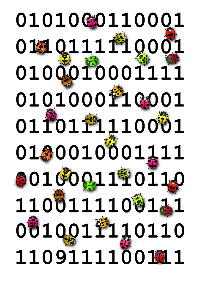 Code with bugs on white