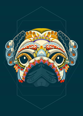 colorful pug