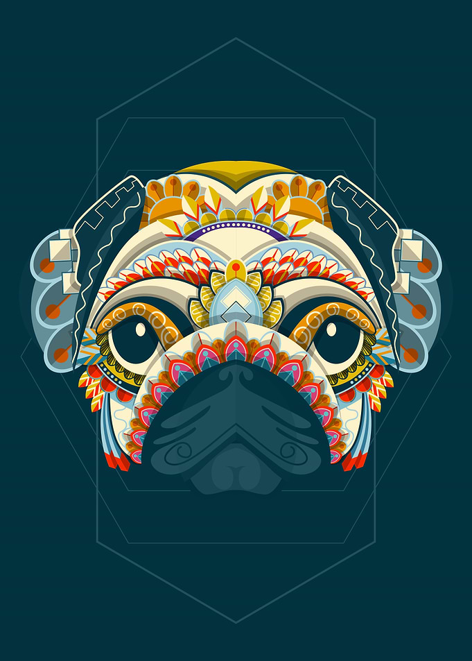 colorful pug