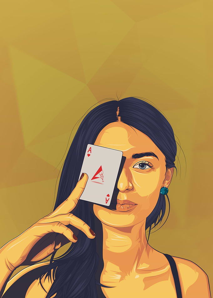 Beautiful Girl with a card