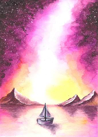 Aquarelle By hand horizon
