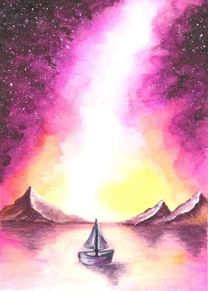 Aquarelle By hand horizon