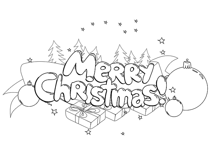 Merry Christmas Line Art
