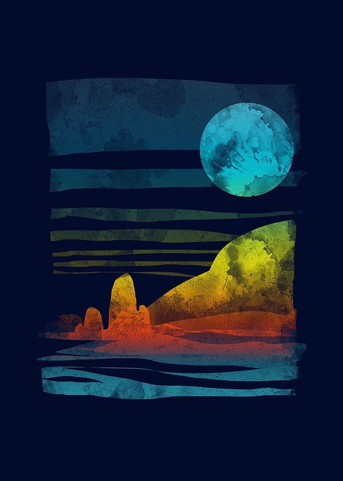 landscape painted with tea