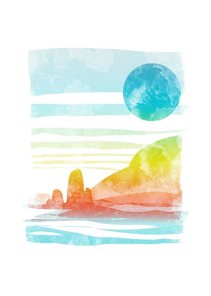 landscape painted with tea