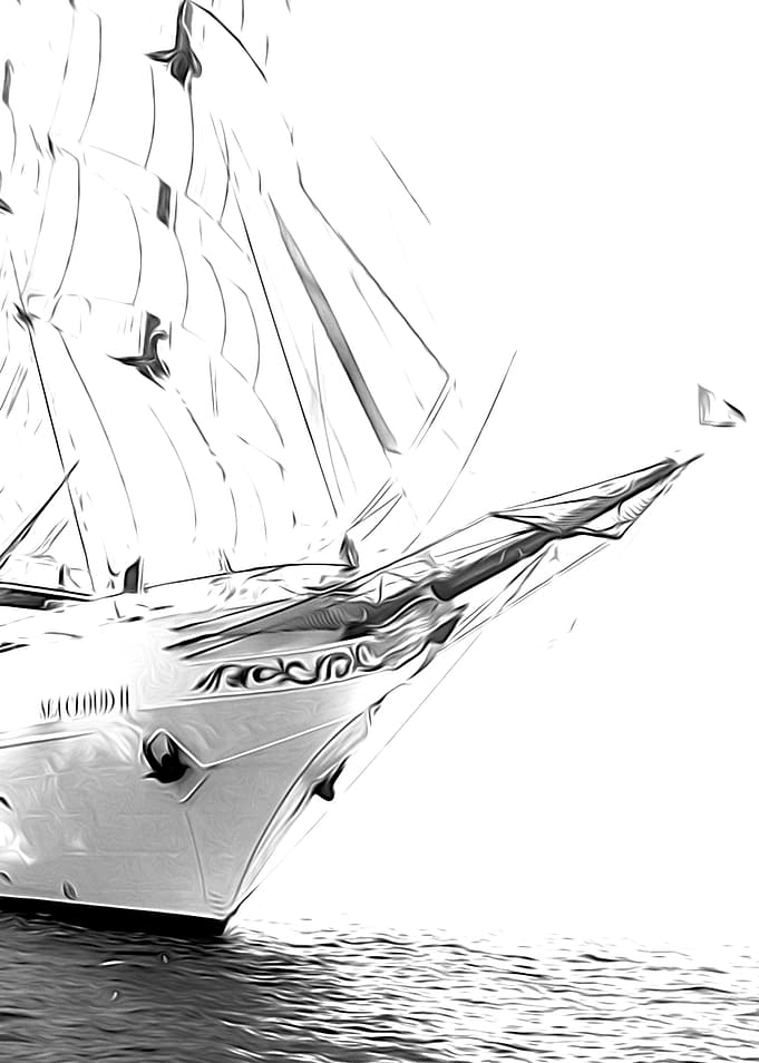 Black and White Sailboat