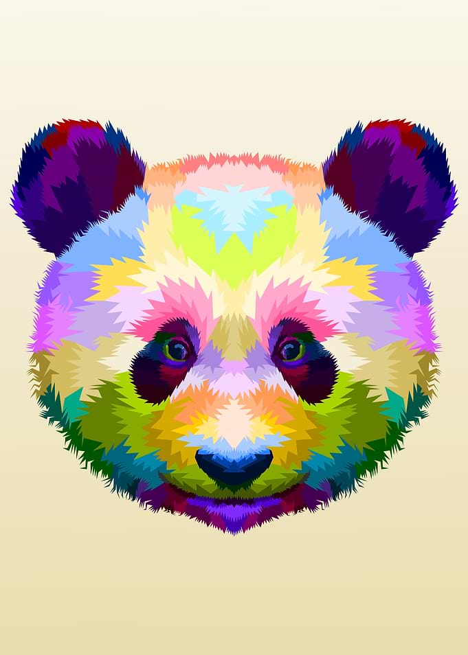 panda head on pop art